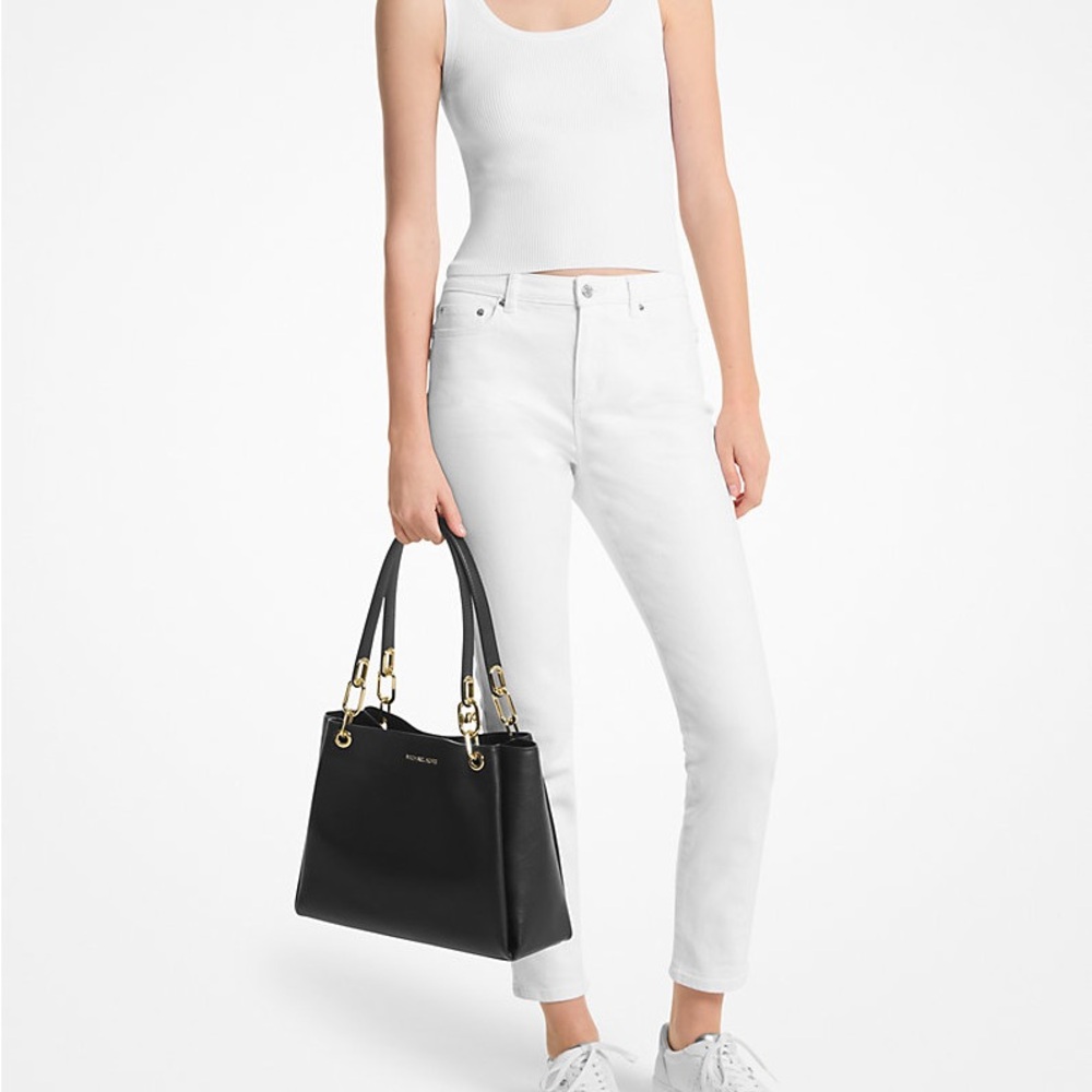 Michael Kors Trisha Large Pebbled Leather Shoulder Bag - Picture 2 of 11